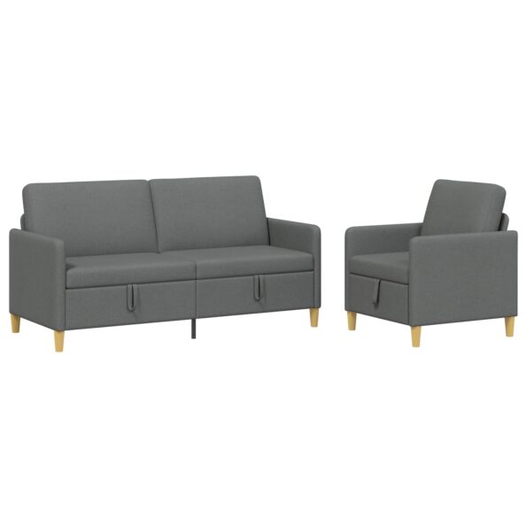 vidaXL Súprava pohovky s úložným priestorom 2 pcs Tmavosivá Polyester – Obrázok 2