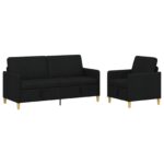 vidaXL Súprava pohovky s úložným priestorom 2 pcs Čierna Polyester – Obrázok 2