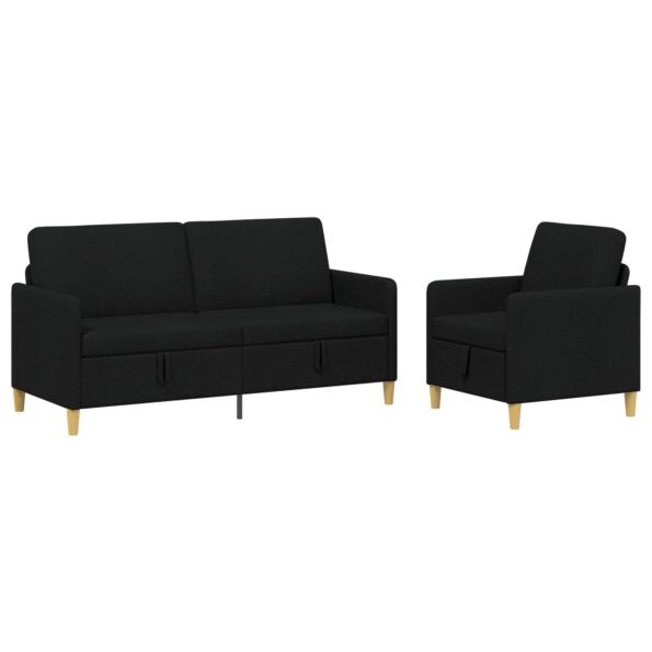 vidaXL Súprava pohovky s úložným priestorom 2 pcs Čierna Polyester – Obrázok 2