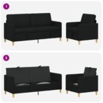 vidaXL Súprava pohovky s úložným priestorom 2 pcs Čierna Polyester – Obrázok 4