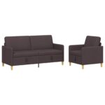 vidaXL Súprava pohovky s úložným priestorom 2 pcs Tmavohnedá Polyester – Obrázok 2