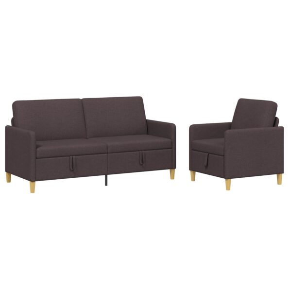 vidaXL Súprava pohovky s úložným priestorom 2 pcs Tmavohnedá Polyester – Obrázok 2