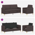 vidaXL Súprava pohovky s úložným priestorom 2 pcs Tmavohnedá Polyester – Obrázok 4