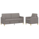 vidaXL Súprava pohovky s úložným priestorom 2 pcs Sivohnedá Polyester – Obrázok 2