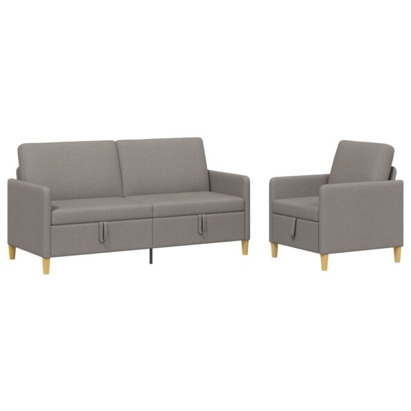 vidaXL Súprava pohovky s úložným priestorom 2 pcs Sivohnedá Polyester – Obrázok 2