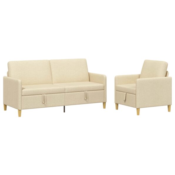 vidaXL Súprava pohovky s úložným priestorom 2 pcs Krémová Polyester – Obrázok 2