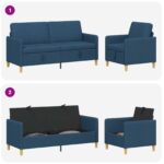 vidaXL Súprava pohovky s úložným priestorom 2 pcs Modrá Polyester – Obrázok 4