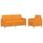 vidaXL Súprava pohovky s úložným priestorom 2 pcs Tmavá žltá Polyester – Obrázok 2