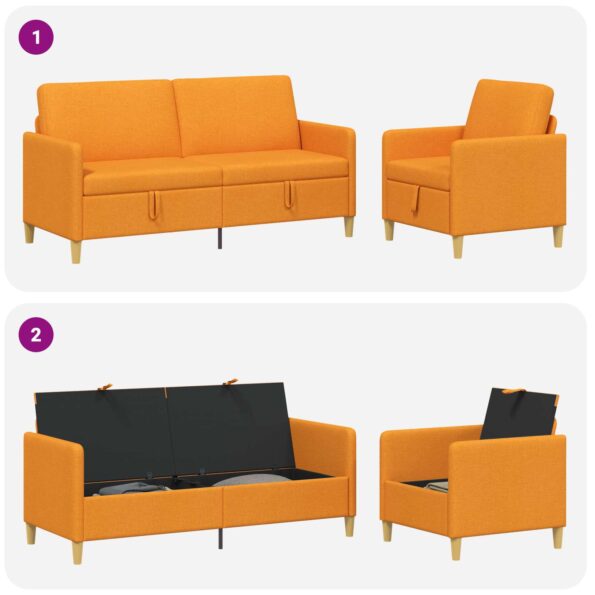 vidaXL Súprava pohovky s úložným priestorom 2 pcs Tmavá žltá Polyester – Obrázok 4