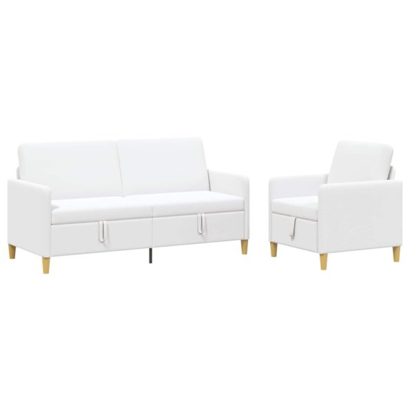 vidaXL Súprava pohovky s úložným priestorom 2 pcs Biela Polyester – Obrázok 2