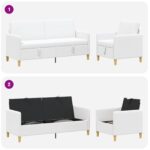 vidaXL Súprava pohovky s úložným priestorom 2 pcs Biela Polyester – Obrázok 4
