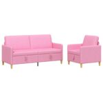 vidaXL Súprava pohovky s úložným priestorom 2 pcs Ružová Polyester – Obrázok 2