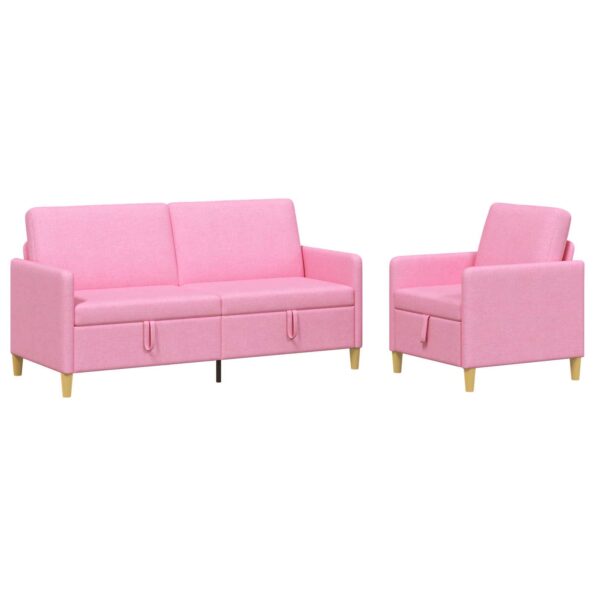 vidaXL Súprava pohovky s úložným priestorom 2 pcs Ružová Polyester – Obrázok 2