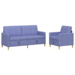 vidaXL Súprava pohovky s úložným priestorom 2 pcs Modrá džínovina – Obrázok 2