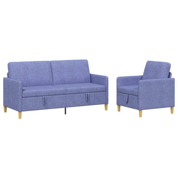 vidaXL Súprava pohovky s úložným priestorom 2 pcs Modrá džínovina – Obrázok 2