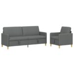 vidaXL Súprava pohovky s úložným priestorom 2 pcs Tmavosivá Polyester – Obrázok 2