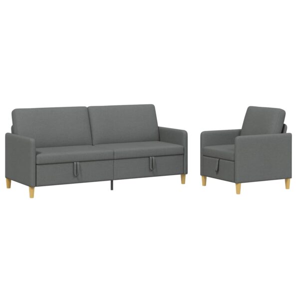 vidaXL Súprava pohovky s úložným priestorom 2 pcs Tmavosivá Polyester – Obrázok 2