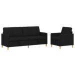 vidaXL Súprava pohovky s úložným priestorom 2 pcs Čierna Polyester – Obrázok 2