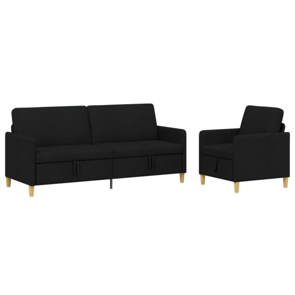 vidaXL Súprava pohovky s úložným priestorom 2 pcs Čierna Polyester – Obrázok 2