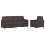vidaXL Súprava pohovky s úložným priestorom 2 pcs Tmavohnedá Polyester – Obrázok 2