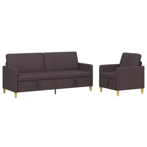 vidaXL Súprava pohovky s úložným priestorom 2 pcs Tmavohnedá Polyester – Obrázok 2