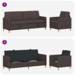 vidaXL Súprava pohovky s úložným priestorom 2 pcs Tmavohnedá Polyester – Obrázok 4