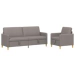 vidaXL Súprava pohovky s úložným priestorom 2 pcs Sivohnedá Polyester – Obrázok 2