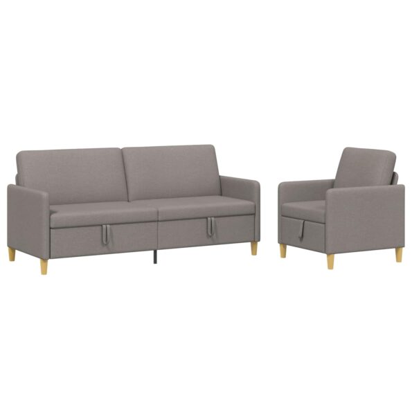 vidaXL Súprava pohovky s úložným priestorom 2 pcs Sivohnedá Polyester – Obrázok 2