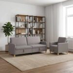 vidaXL Súprava pohovky s úložným priestorom 2 pcs Sivohnedá Polyester – Obrázok 3