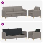 vidaXL Súprava pohovky s úložným priestorom 2 pcs Sivohnedá Polyester – Obrázok 4