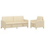 vidaXL Súprava pohovky s úložným priestorom 2 pcs Krémová Polyester – Obrázok 2