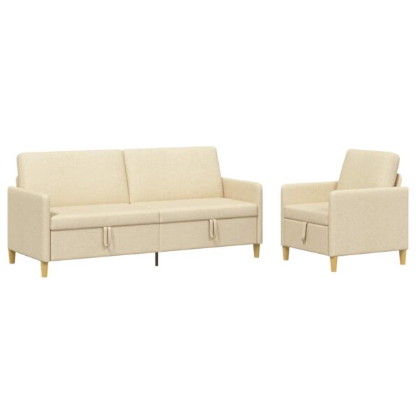 vidaXL Súprava pohovky s úložným priestorom 2 pcs Krémová Polyester – Obrázok 2