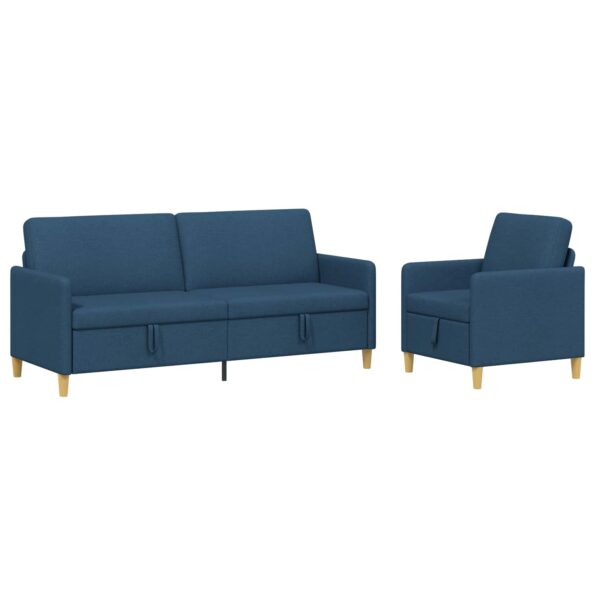 vidaXL Súprava pohovky s úložným priestorom 2 pcs Modrá Polyester – Obrázok 2