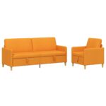 vidaXL Súprava pohovky s úložným priestorom 2 pcs Tmavá žltá Polyester – Obrázok 2