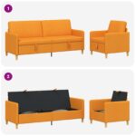 vidaXL Súprava pohovky s úložným priestorom 2 pcs Tmavá žltá Polyester – Obrázok 4