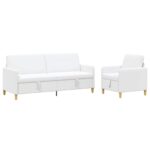 vidaXL Súprava pohovky s úložným priestorom 2 pcs Biela Polyester – Obrázok 2