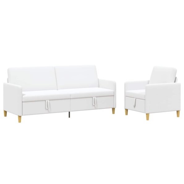 vidaXL Súprava pohovky s úložným priestorom 2 pcs Biela Polyester – Obrázok 2