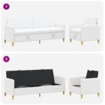 vidaXL Súprava pohovky s úložným priestorom 2 pcs Biela Polyester – Obrázok 4