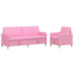 vidaXL Súprava pohovky s úložným priestorom 2 pcs Ružová Polyester – Obrázok 2