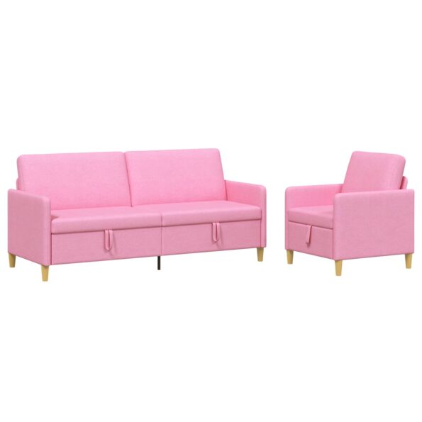 vidaXL Súprava pohovky s úložným priestorom 2 pcs Ružová Polyester – Obrázok 2