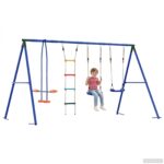 vidaXL Hojdačka do exteriéru Viacfarebný 330 x 185 x 185 cm Oceľ a PE – Obrázok 3
