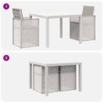 vidaXL Záhradný jedálenský set s vankúšom 3 pcs Biela a svetlosivá PP – Obrázok 10