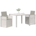 vidaXL Záhradný jedálenský set s vankúšom 3 pcs Biela a svetlosivá PP – Obrázok 3