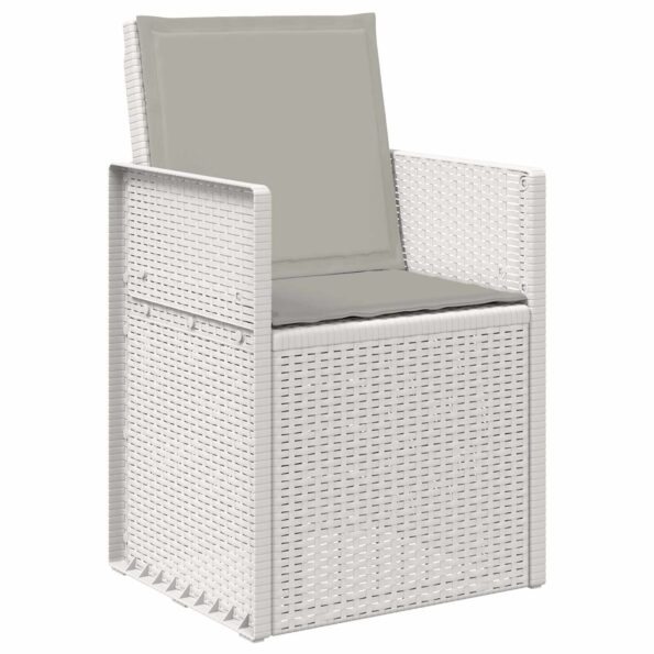 vidaXL Záhradný jedálenský set s vankúšom 3 pcs Biela a svetlosivá PP – Obrázok 5