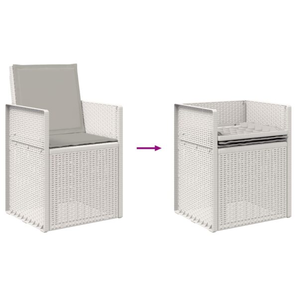 vidaXL Záhradný jedálenský set s vankúšom 3 pcs Biela a svetlosivá PP – Obrázok 9