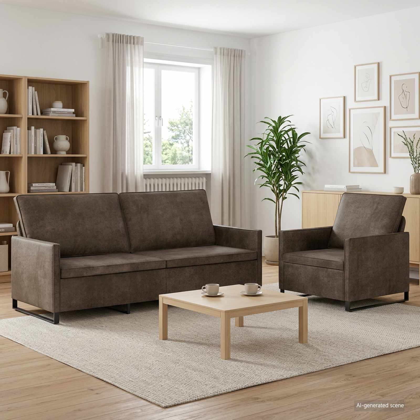 3433128_1.jpg vidaXL Sada pohoviek 2 pcs Tmavosivá Umelý semišový materiál – Obrázok 1