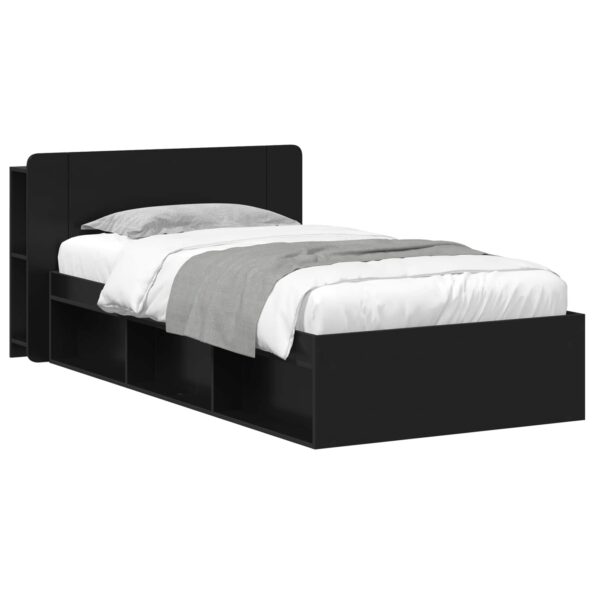 vidaXL Rám postele so skladom Čierna 75 x 190 cm Kompozitné drevo – Obrázok 2