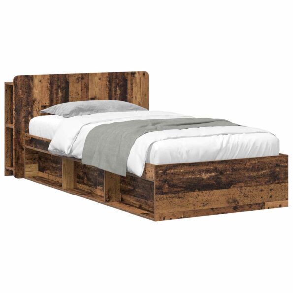 vidaXL Rám postele so skladom Staré drevo 75 x 190 cm Kompozitné drevo – Obrázok 2