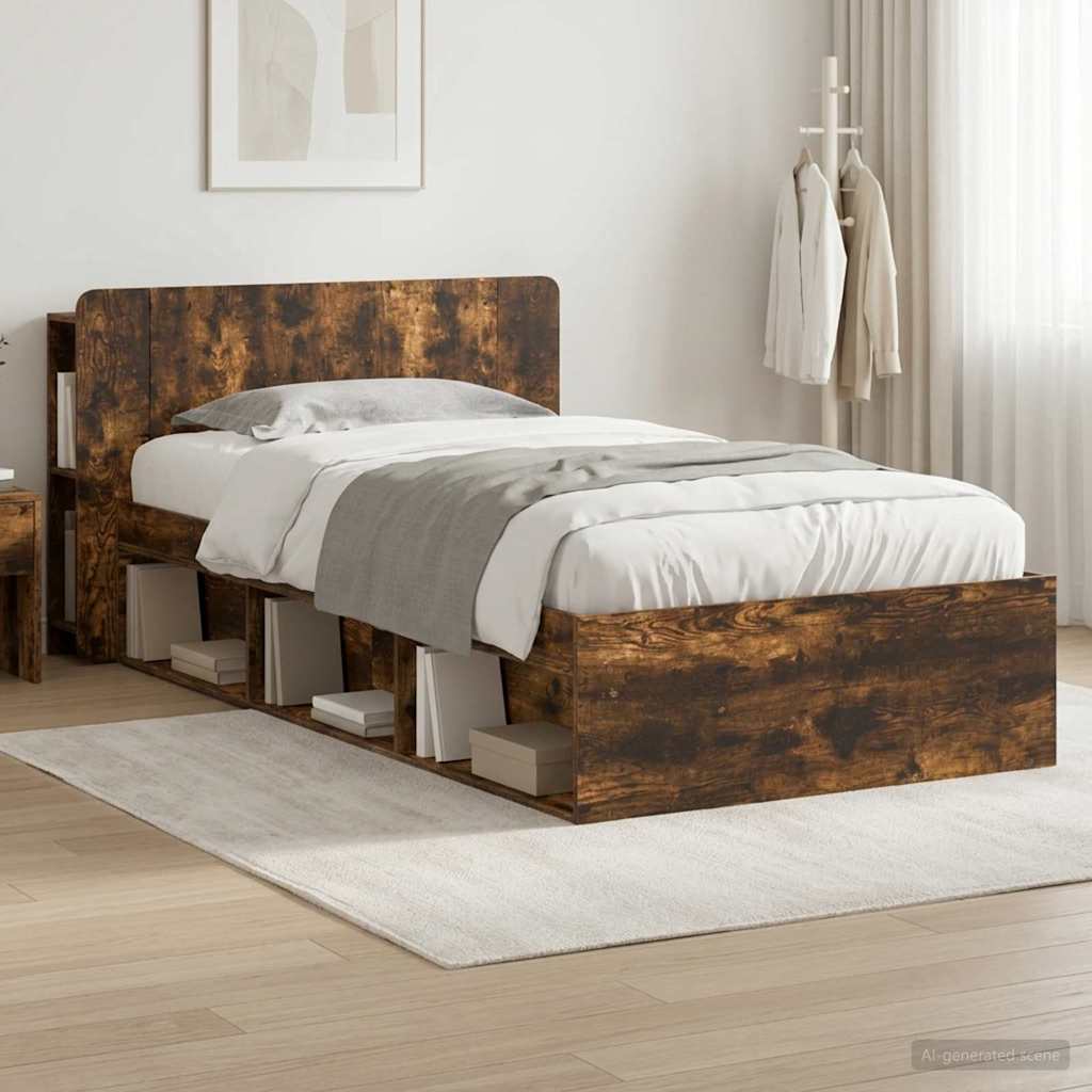 3433317_1.jpg vidaXL Rám postele so skladom Dymový dub 75 x 190 cm Kompozitné drevo – Obrázok 1