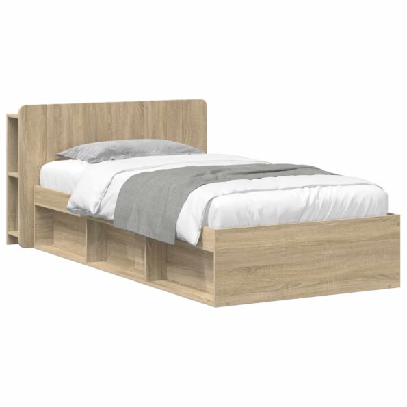 vidaXL Rám postele so skladom Dub sonoma 75 x 190 cm Kompozitné drevo – Obrázok 2